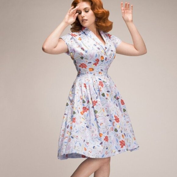 Dapper Day NWT XS Dress First Frost Disney Mushroom Nature Pinup 60s Retro - Picture 2 of 9